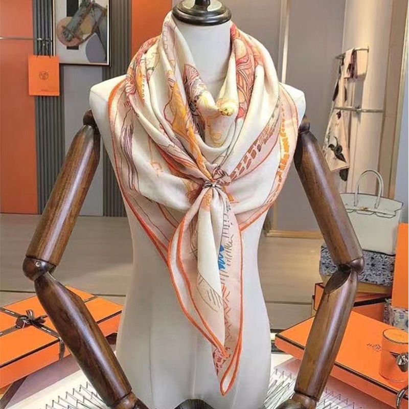 Hermes Chevaloscope Shawl 140 In Orange