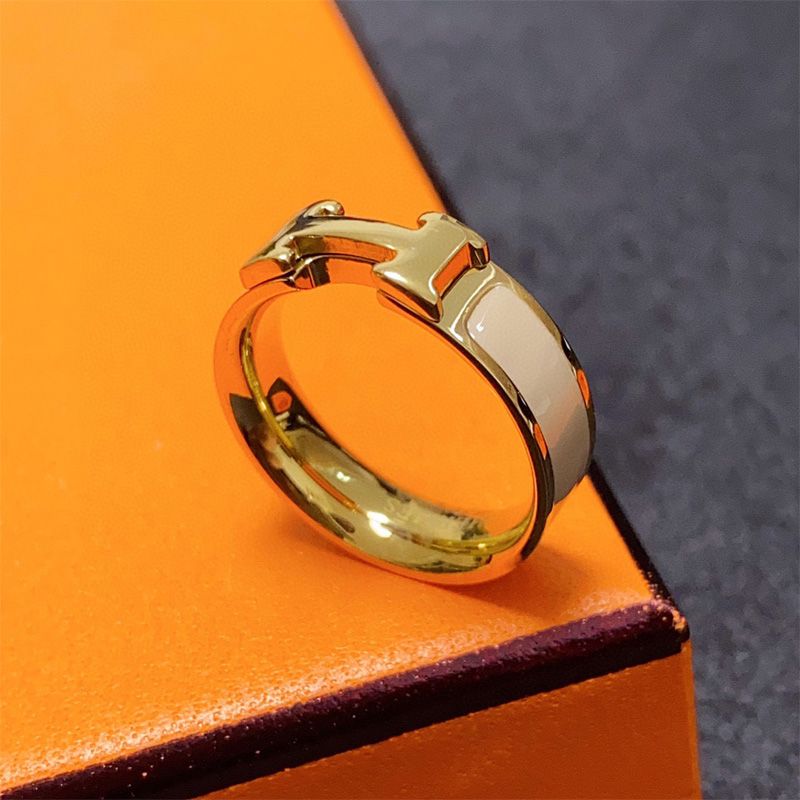 Hermes Clic H Ring Gold Hardare In Brown