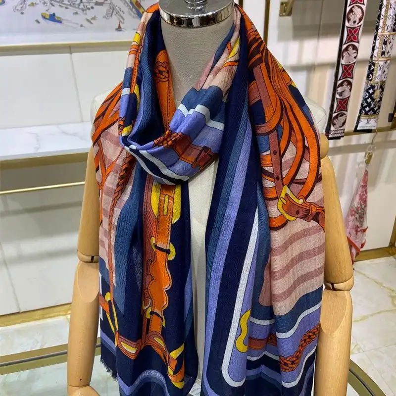 Affordable Hermes Coaching Forever Scarf In Navy Blue