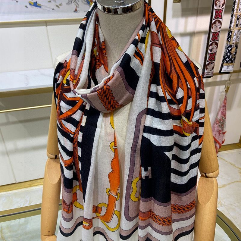 Hermes Coaching Forever Scarf In White