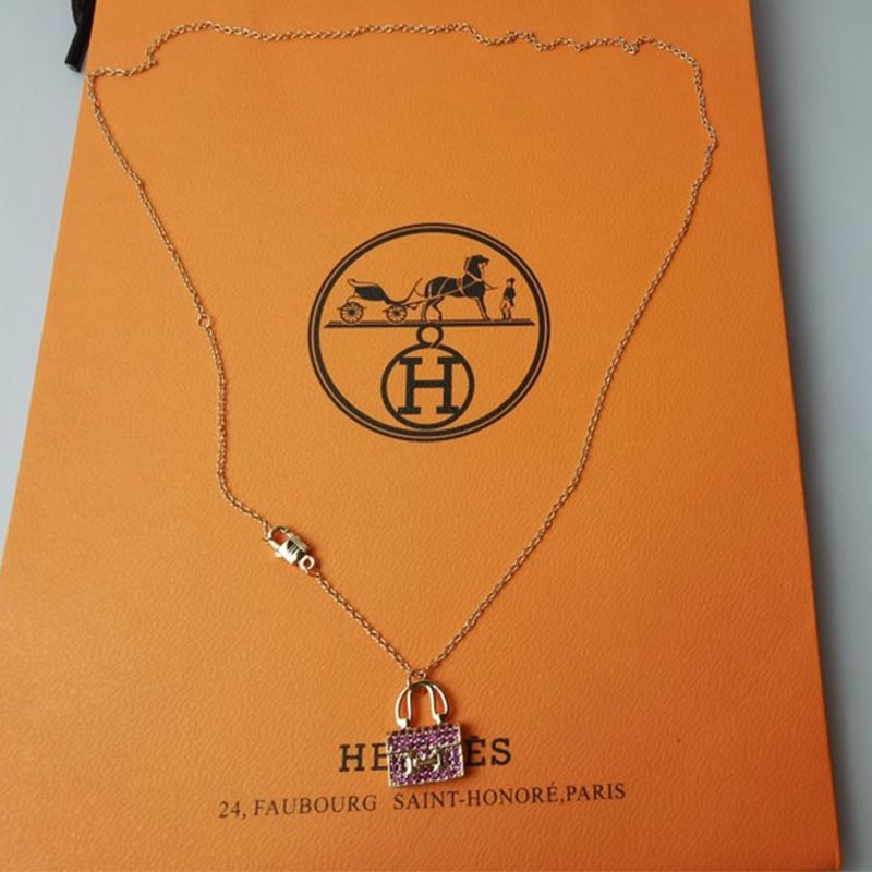 Hermes Constance Amulette Pendant Necklace In Pink