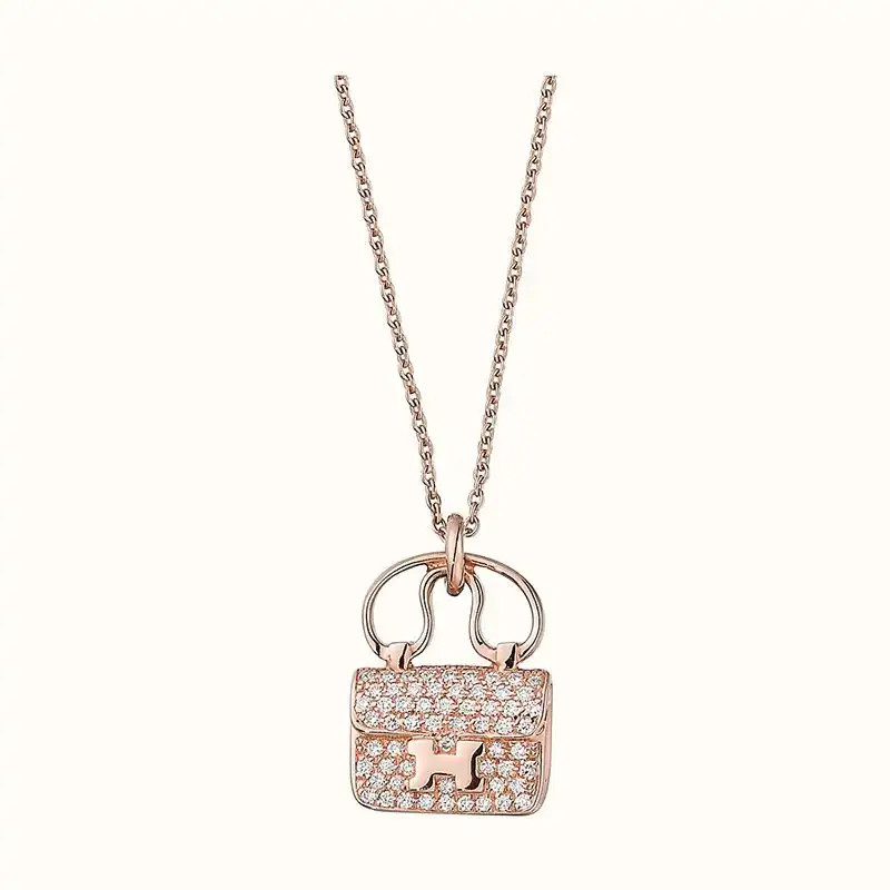 Hermes Constance Amulette Pendant Necklace In Rose Gold