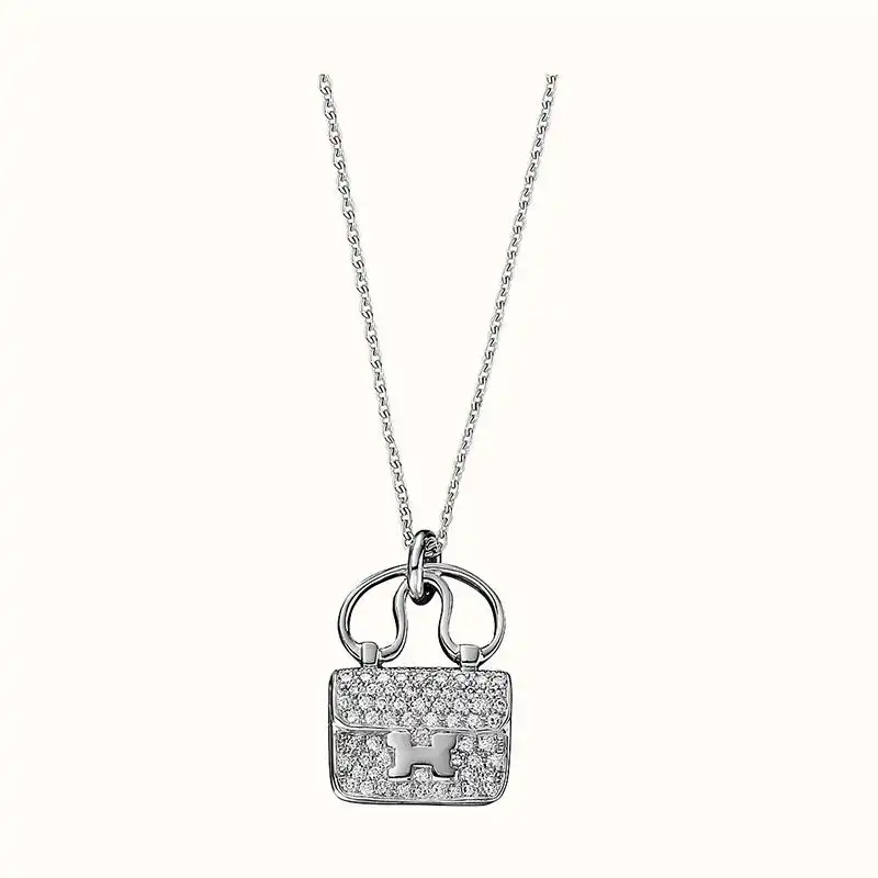 Cheap Hermes Constance Amulette Pendant Necklace In Silver