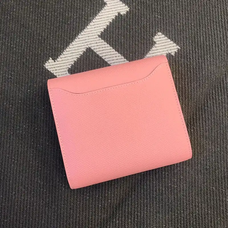 Affordable Hermes Constance Compact Wallet Epsom Leather Palladium Hardware In Pink