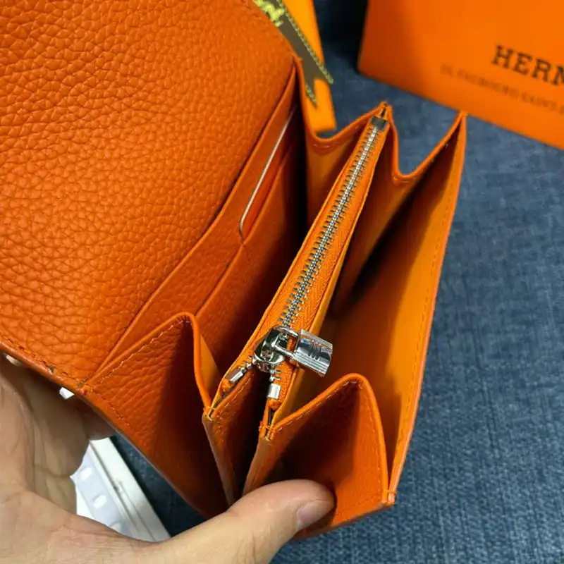 Cheap Hermes Constance Compact Wallet Togo Leather Palladium Hardware In Orange