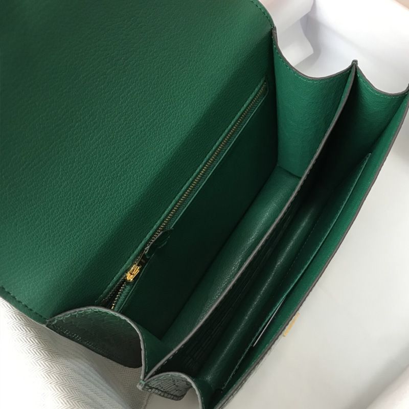 Hermes Constance Bag Alligator Leather Gold Hardware In Green