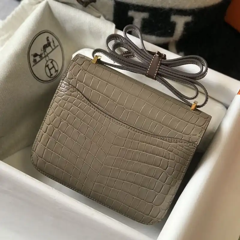 Cheap Hermes Constance Bag Alligator Leather Gold Hardware In Khaki