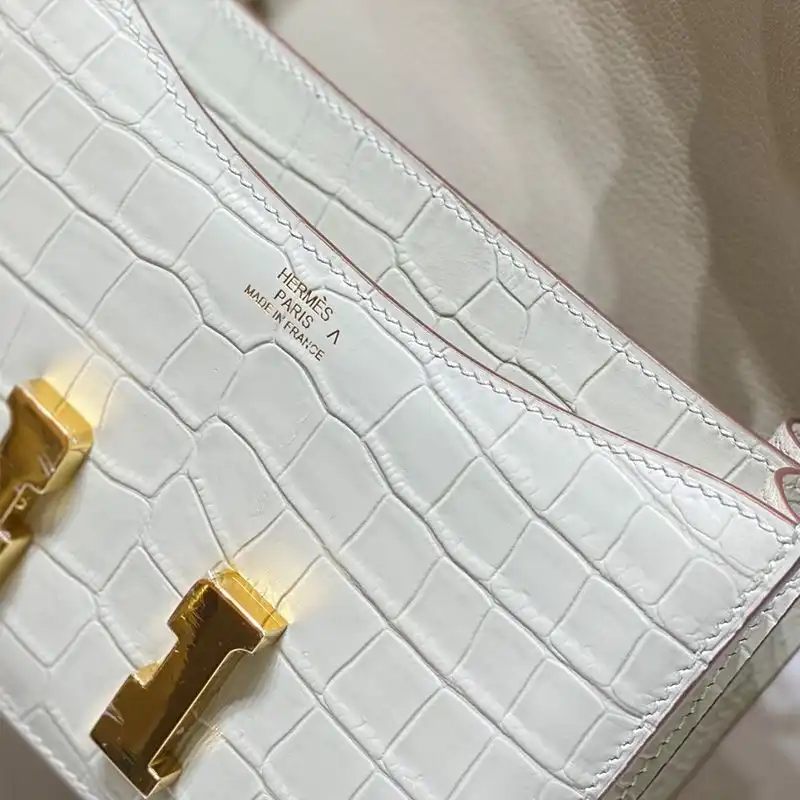 Affordable Hermes Constance Bag Alligator Leather Gold Hardware In White