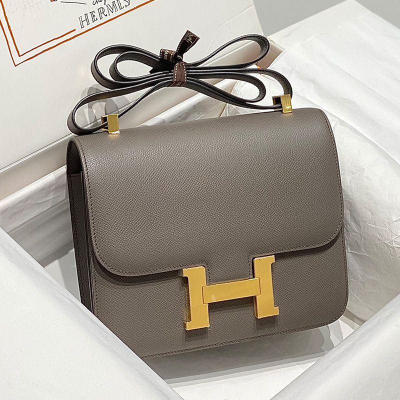 Hermes Constance Bag Epsom Leather Gold Hardware In Etain Grey