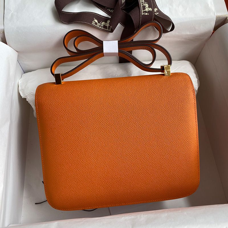 Hermes Constance Bag Epsom Leather Gold Hardware In Orange