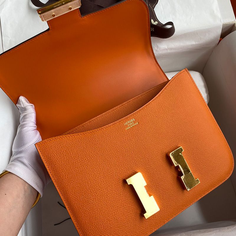 Hermes Constance Bag Epsom Leather Gold Hardware In Orange