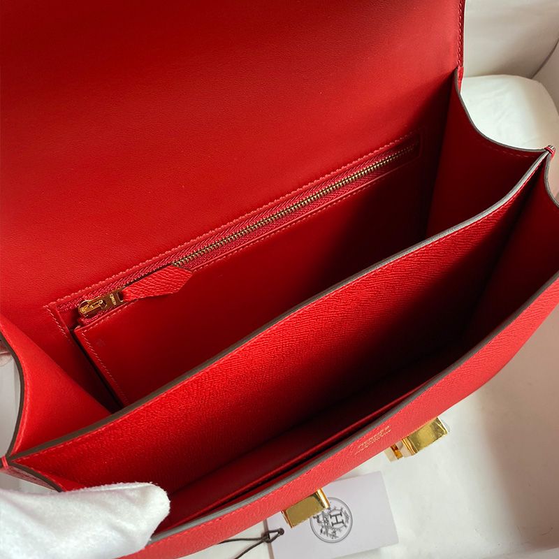 Hermes Constance Bag Epsom Leather Gold Hardware In Red