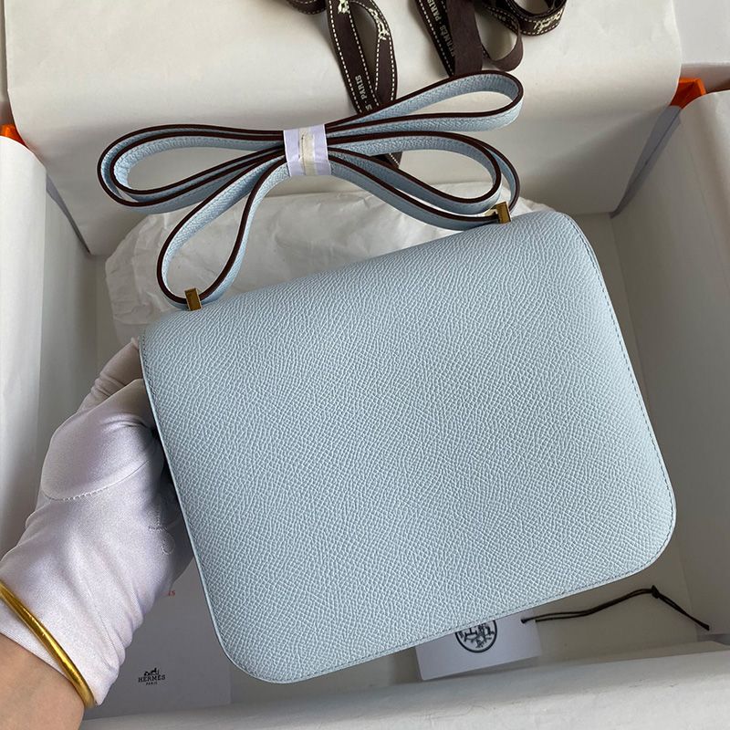 Hermes Constance Bag Epsom Leather Gold Hardware In Sky Blue