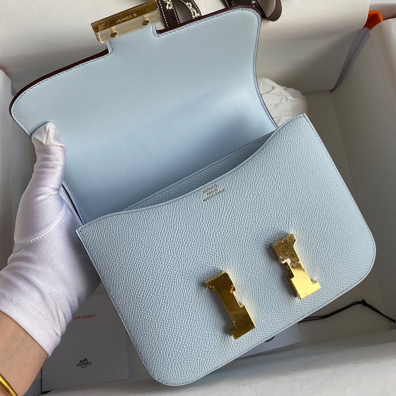 Hermes Constance Bag Epsom Leather Gold Hardware In Sky Blue