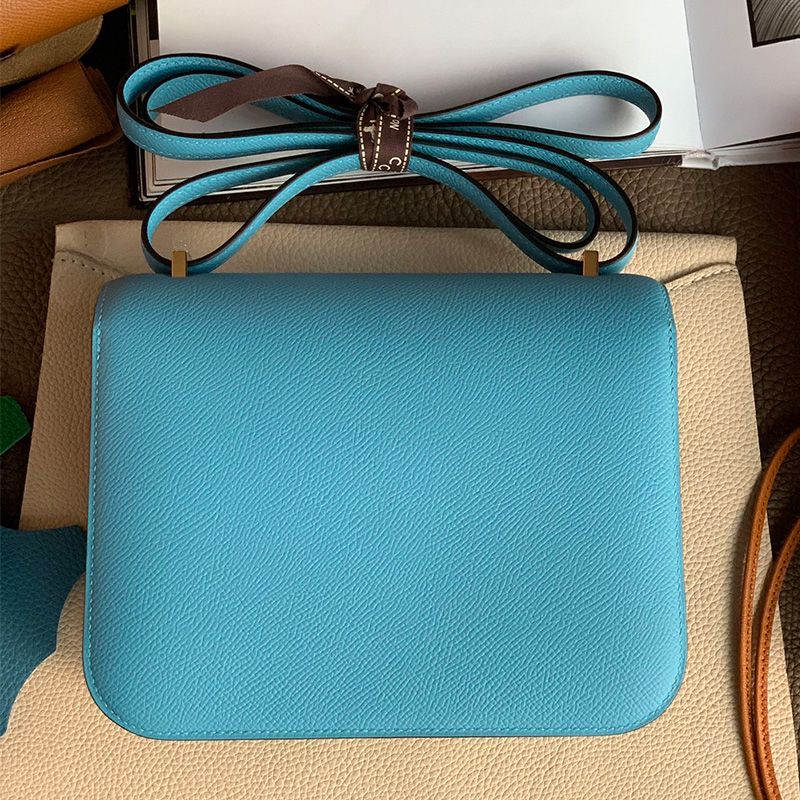 Hermes Constance Bag Epsom Leather Gold Hardware In Teal