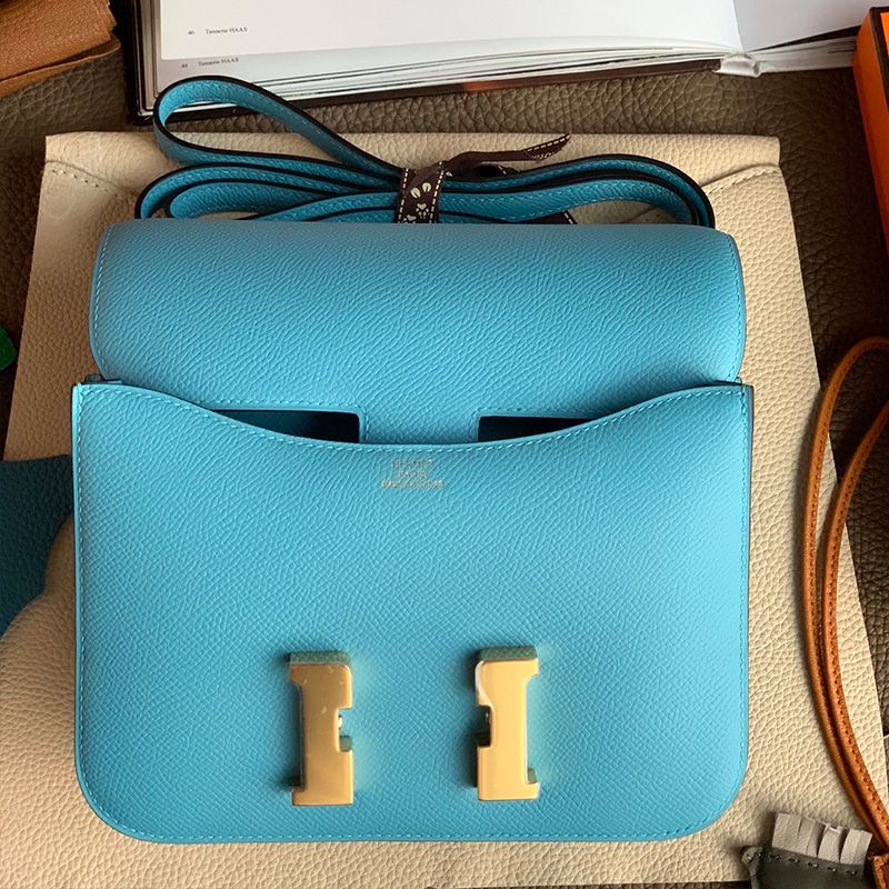 Hermes Constance Bag Epsom Leather Gold Hardware In Teal