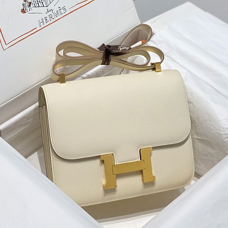 Hermes Constance Bag Epsom Leather Gold Hardware In White