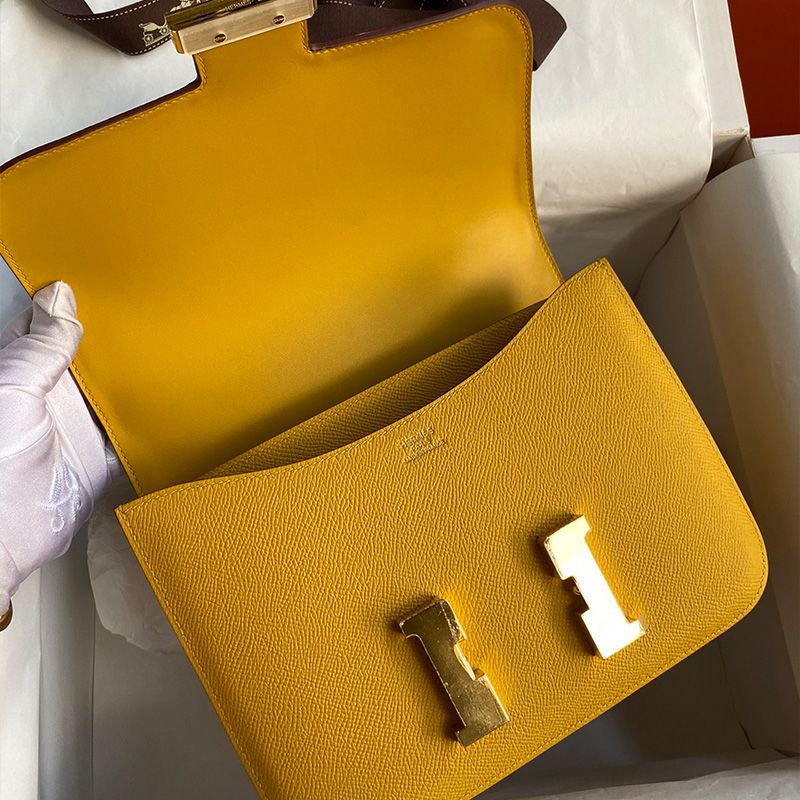 Hermes Constance Bag Epsom Leather Gold Hardware In Yellow