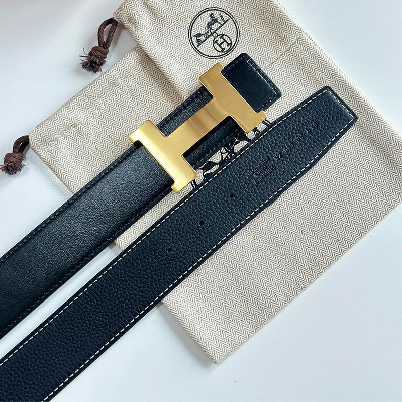 Hermes Constance H 38 Reversible Belt Leather In Black