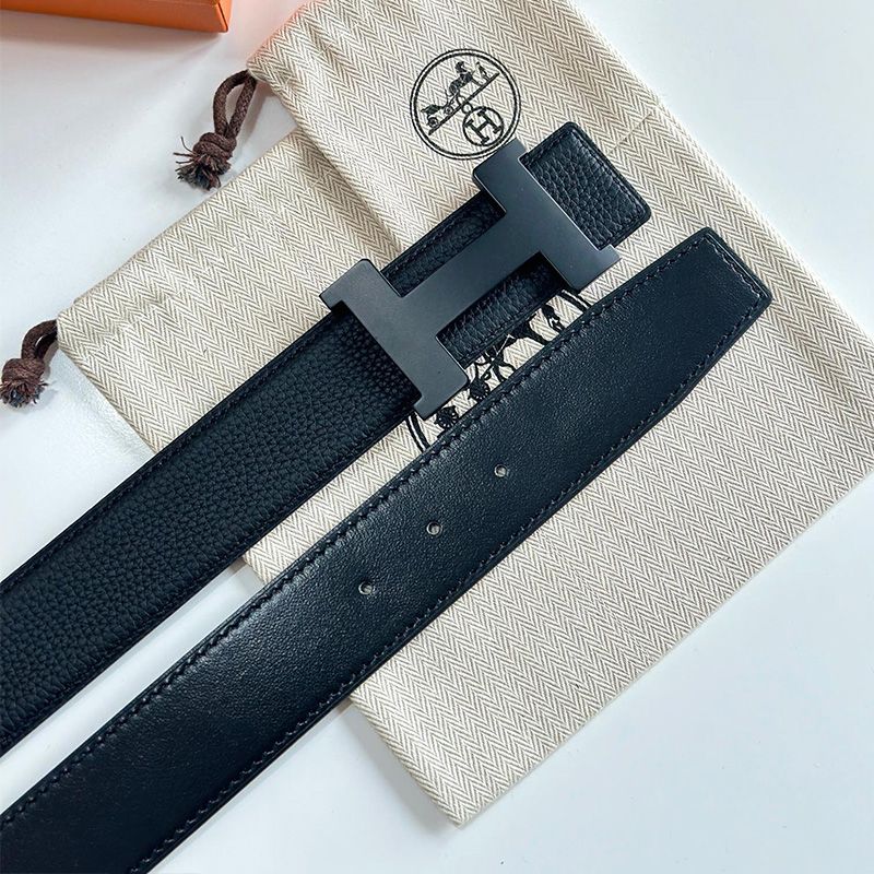 Hermes Constance H 38 Reversible Belt Leather In Black