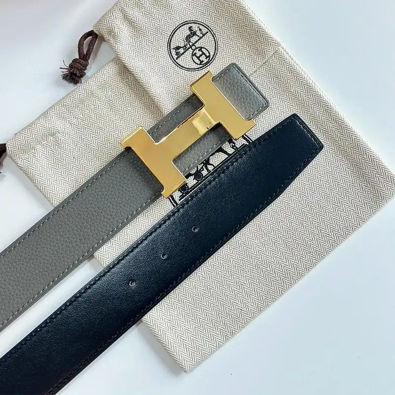 Hermes Constance H 38 Reversible Belt Leather In Grey Black