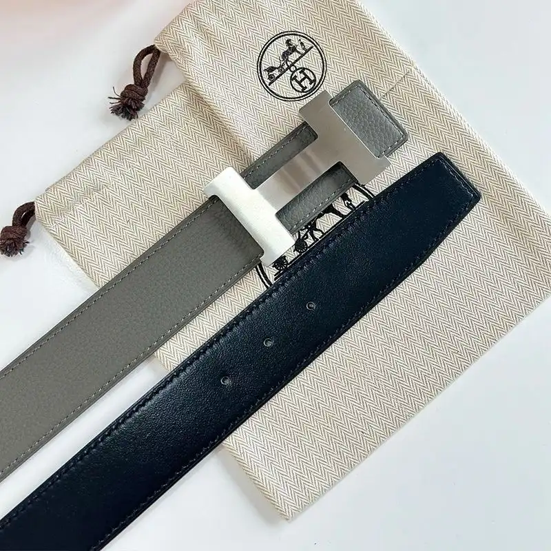 Cheap Hermes Constance H 38 Reversible Belt Leather In Grey Black