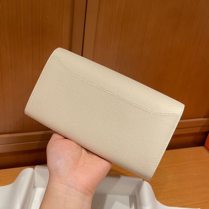 Hermes Constance Long Wallet Epsom Leather Palladium Hardware In Beige