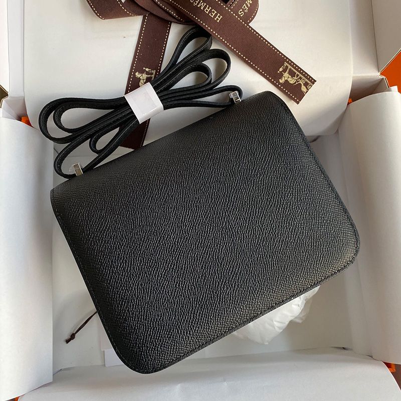 Hermes Constance Bag Epsom Leather Palladium Hardware In Black