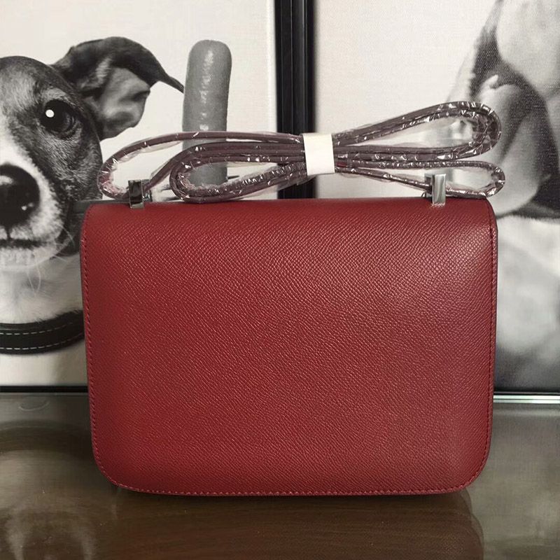 Hermes Constance Bag Epsom Leather Palladium Hardware In Burgundy