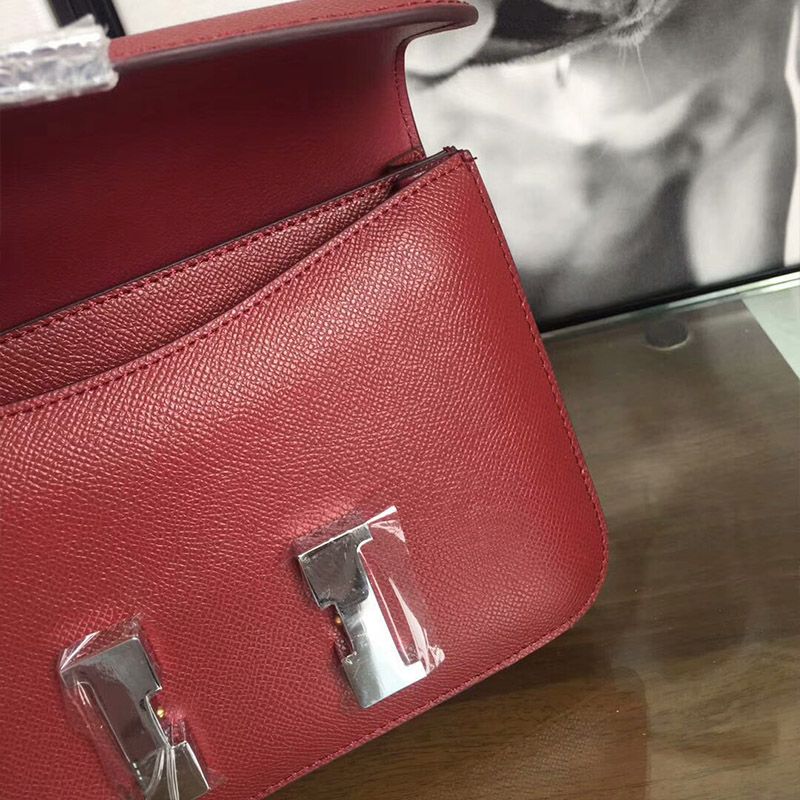 Hermes Constance Bag Epsom Leather Palladium Hardware In Burgundy