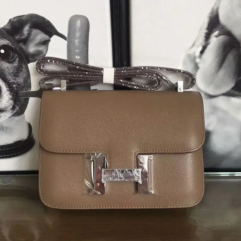 Hermes Constance Bag Epsom Leather Palladium Hardware In Coffee