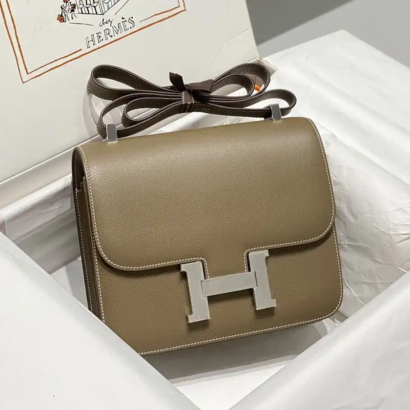 Hermes Constance Bag Epsom Leather Palladium Hardware In Khaki