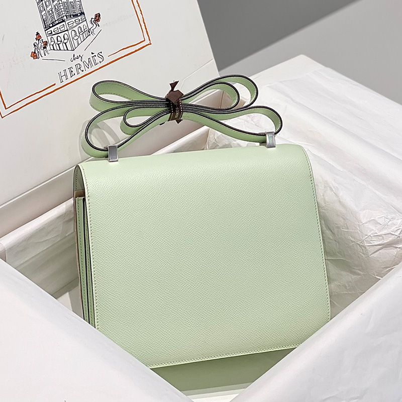 Hermes Constance Bag Epsom Leather Palladium Hardware In Mint Green