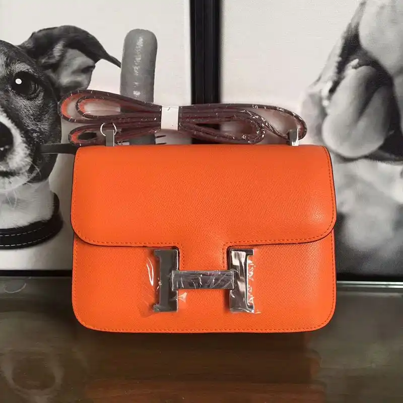 Hermes Constance Bag Epsom Leather Palladium Hardware In Orange