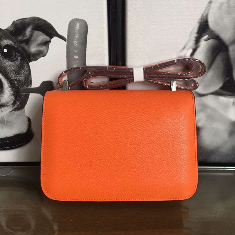 Hermes Constance Bag Epsom Leather Palladium Hardware In Orange