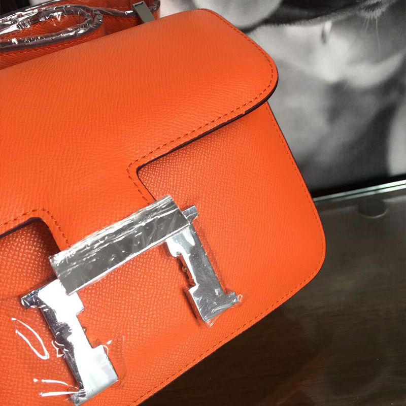 Hermes Constance Bag Epsom Leather Palladium Hardware In Orange