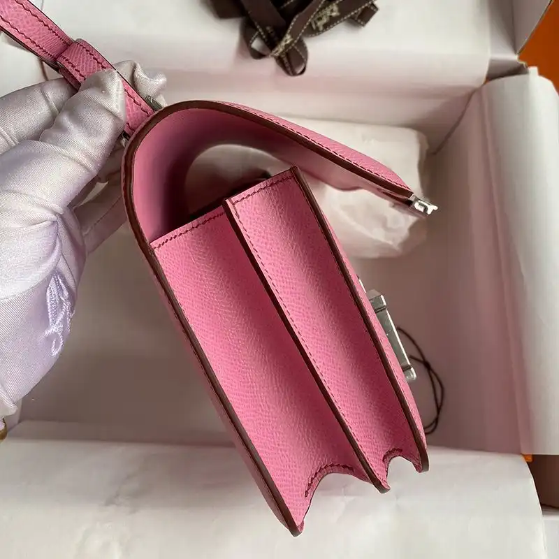 Affordable Hermes Constance Bag Epsom Leather Palladium Hardware In Pink