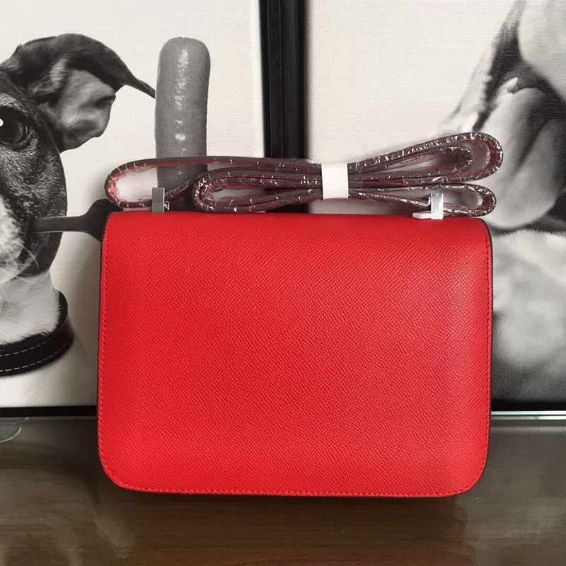 Hermes Constance Bag Epsom Leather Palladium Hardware In Red