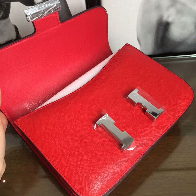 Hermes Constance Bag Epsom Leather Palladium Hardware In Red