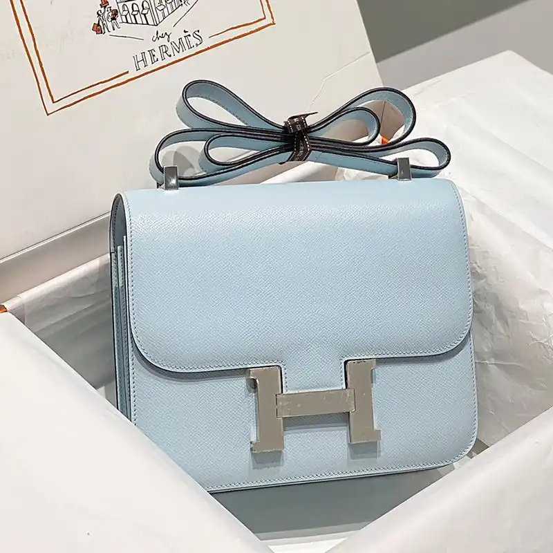 Hermes Constance Bag Epsom Leather Palladium Hardware In Sky Blue