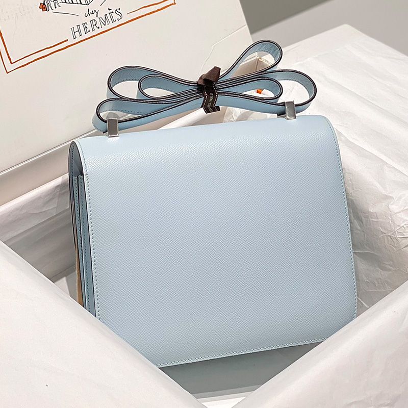 Hermes Constance Bag Epsom Leather Palladium Hardware In Sky Blue