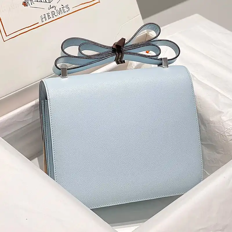 Affordable Hermes Constance Bag Epsom Leather Palladium Hardware In Sky Blue