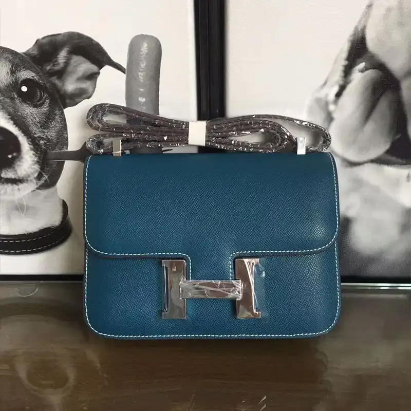 Hermes Constance Bag Epsom Leather Palladium Hardware In Teal