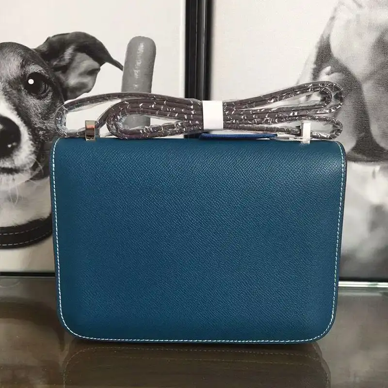 Affordable Hermes Constance Bag Epsom Leather Palladium Hardware In Teal