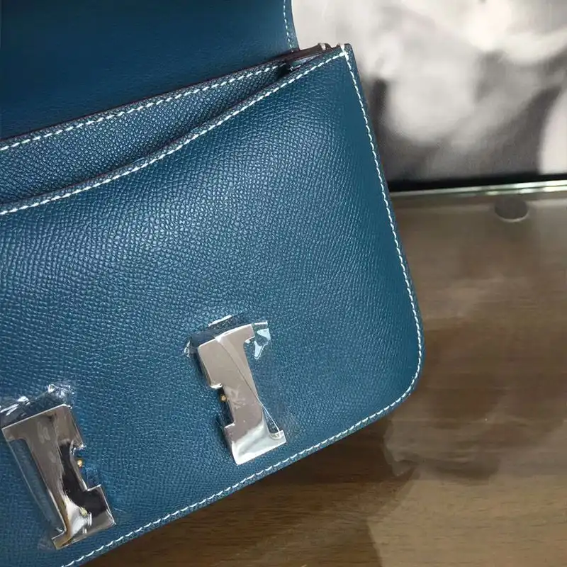 Affordable Hermes Constance Bag Epsom Leather Palladium Hardware In Teal