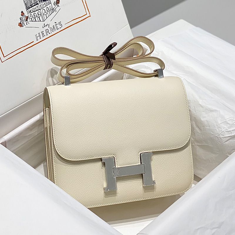 Hermes Constance Bag Epsom Leather Palladium Hardware In White