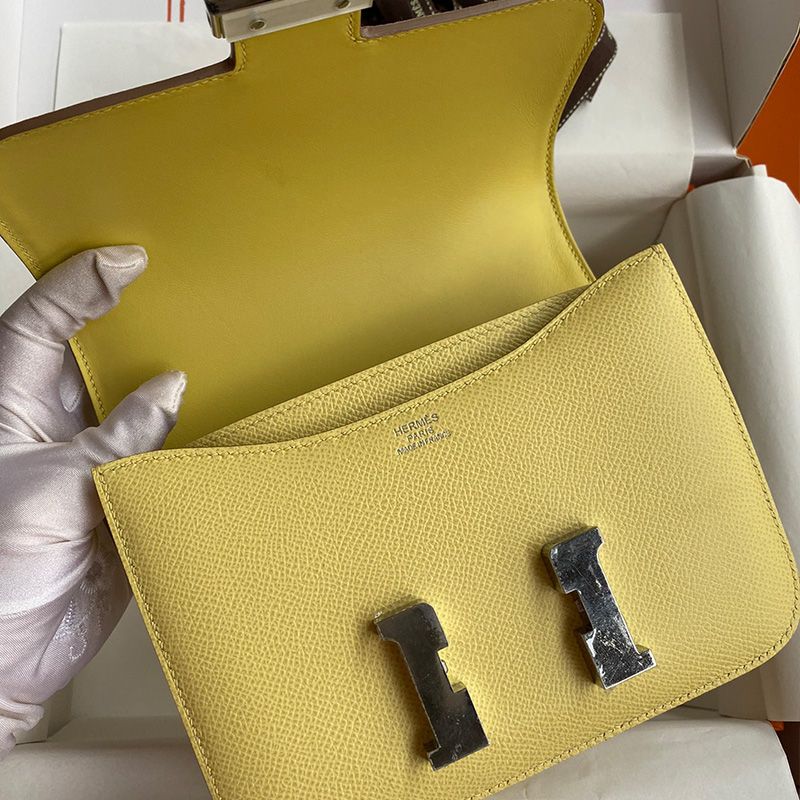 Hermes Constance Bag Epsom Leather Palladium Hardware In Yellow