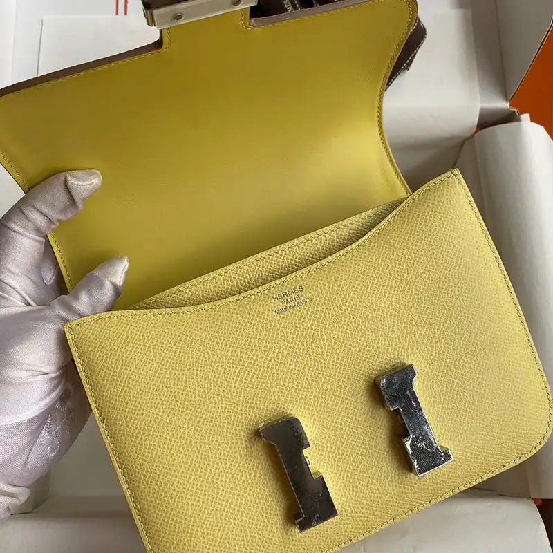 Affordable Hermes Constance Bag Epsom Leather Palladium Hardware In Yellow