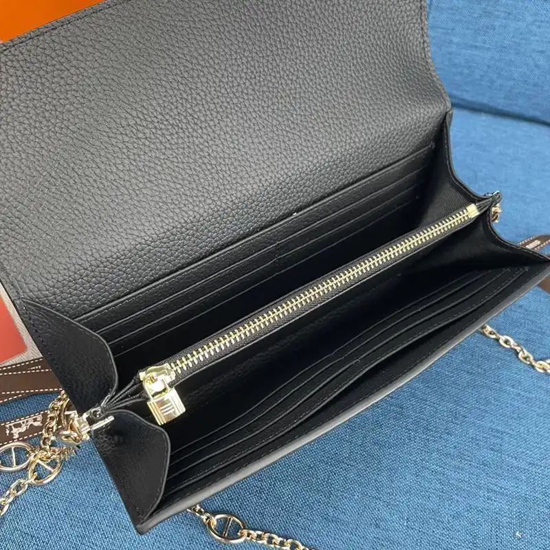 Cheap Hermes Constance Wallet with Chain Togo Leather Gold Hardware In Black