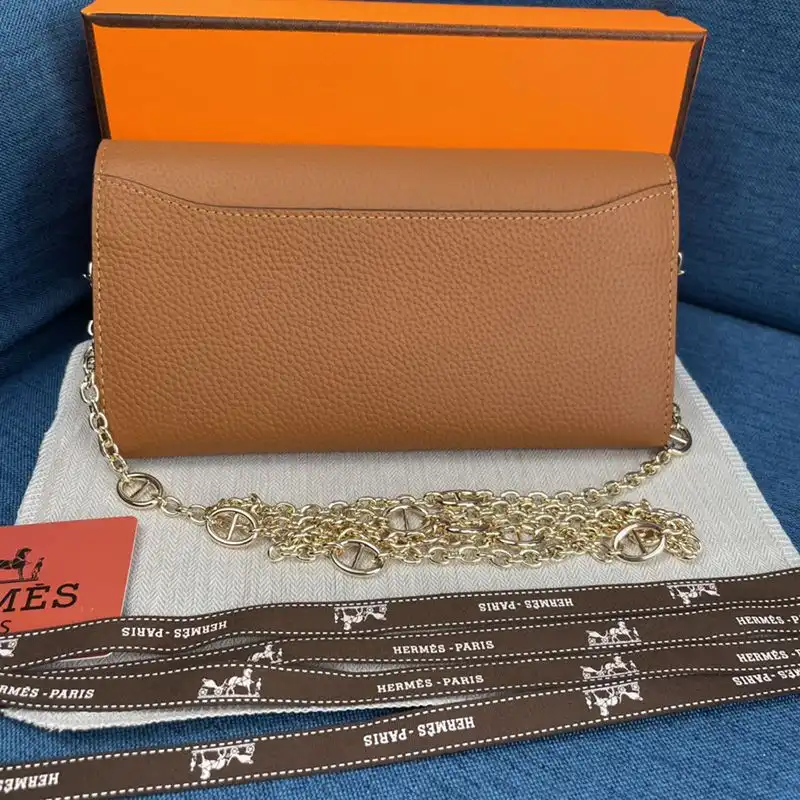 Affordable Hermes Constance Wallet with Chain Togo Leather Gold Hardware In Brown